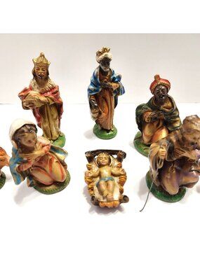 Italian Nativity Figurines Set Of 7 Detailed Religious Christmas Décor Figurines